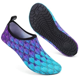 Badeschuhe Wasserschuhe Schwimmschuhe Damen Strandschuhe Aquaschuhe Barfussschuhe Neopren Surfschuhe(Lila Blau YL,40/41 EU) - 1