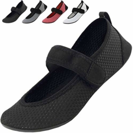 Barfussschuhe Damen mit Klettverschluss Badeschuhe Herren Schnell Trocknend Wasserschuhe Männer Frauen Strand Aqua Schuhe Leicht Weiche Verstellbar Schwarz Gr.38/39 - 1