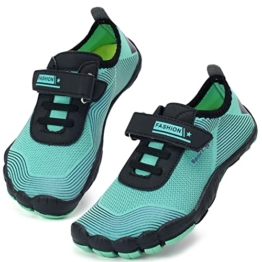 Barfussschuhe Kinder Wasserschuhe Junge Mädchen Strandschuhe Schnell Trocknend Aquaschuhe rutschfeste Schwimmschuhe（Türkisfarbene Geometrie,31 EU） - 1