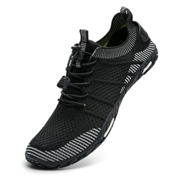 IceUnicorn Barfussschuhe Damen Herren Wasserschuhe Outdoor Wanderschuhe (V20-Schwarz,47EU) - 1