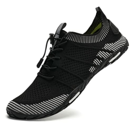 IceUnicorn Fitnessschuhe Damen Herren Barfußschuhe Strandschuhe Trekking Schuhe Badeschuhe Schwimmschuhe Aquaschuhe Sommer Schnell Trocknend Surfschuhe(V20Schwarz,44EU) - 1