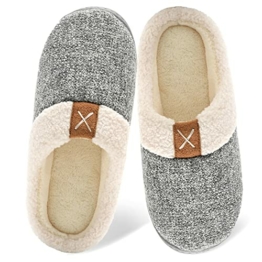 IceUnicorn Hausschuhe Damen Winter Hausschuhe Herren Wärme Memory Foam Home Plüsch Rutschfeste Drinnen und Draußen Slipper(Kreuz Dunkelgrau, 38/39EU) - 1