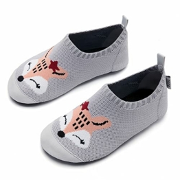 IceUnicorn Hausschuhe Kinder Atmungsaktive Pantoffeln Leicht rutschfest Kleinkinder Hüttenschuhe Jungen Mädchen Slippers(Grauer Fuchs,24/25EU) - 1