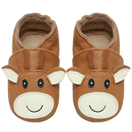 IceUnicorn Krabbelschuhe Baby Lauflernschuhe Jungen Mädchen Weicher Leder Babyhausschuhe Kleinkind Rutschfeste Lederschuhe Baby(A-Giraffe, 18-24 Monate) - 1