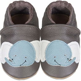IceUnicorn Krabbelschuhe Baby Lauflernschuhe Jungen Weiche Leder Babyschuhe Kleinkind Lederschuhe mädchen Babyhausschuhe(Dunkelgrauer Elefant,18-24) - 1