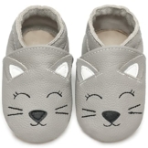 IceUnicorn Krabbelschuhe Baby Lauflernschuhe Jungen Weiche Leder Babyschuhe Kleinkind Lederschuhe mädchen Babyhausschuhe(Hellgraue Katze,12-18) - 1