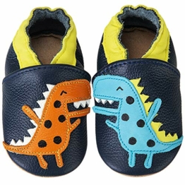 IceUnicorn Krabbelschuhe Baby Lauflernschuhe Jungen Weiche Leder Babyschuhe Kleinkind Lederschuhe mädchen Babyhausschuhe(AB-Dinosaurier,2-3 Jahre) - 1