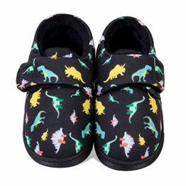 IceUnicorn Plüsch Hausschuhe für Kinder Klettmodell aus Kuschel Warme Flauschige Antirutsch Winter Pantoffeln Jungen Mädchen(Dinosaurier,30/31EU) - 1