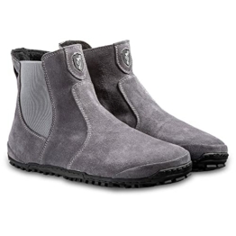 Magical Shoes Leichter Leder Barfußschuh Lupino - gefütterte Chelsea Boots mit Reissverschluss | Halbstiefel | Handgemacht in EU, Gr. 40, Farbe Grau - 1
