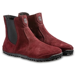 Magical Shoes Leichter Leder Barfußschuh Lupino - gefütterte Chelsea Boots mit Reissverschluss | Halbstiefel | Handgemacht in EU, Gr. 38, Farbe Burgunder - 1