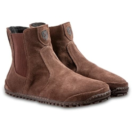 Magical Shoes Leichter Leder Barfußschuh Lupino - gefütterte Chelsea Boots mit Reissverschluss | Halbstiefel | Handgemacht in EU, Gr. 41, Farbe Braun - 1
