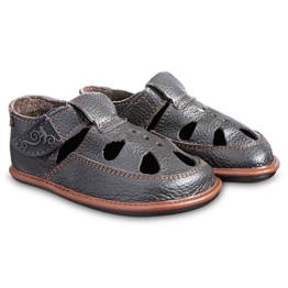 Magical Shoes Weiche Kinderschuhe | Kinder | Barfußschuhe | Sandalen | Krabbelschuhe-Baby | Rutschfeste Hausschuhe | Outdoor | Leder, Gr.:24, Farbe:41. COCO - Dunkelbraun - 1