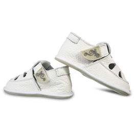 Magical Shoes Weiche Kinderschuhe | Kinder | Barfußschuhe | Sandalen | Krabbelschuhe-Baby | rutschfeste Hausschuhe | Outdoor | Leder, Gr.:26, Farbe:42. Coco - Weiss - 1