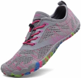 SAGUARO Barfussschuhe Frauen Schnell Trocknend Trail Laufschuhe Damen Leicht Fitnessschuhe Barfuß Zehen Sport Outdoor Schuhe Fliegender Stoff, 020 Rosa, 39 EU - 1