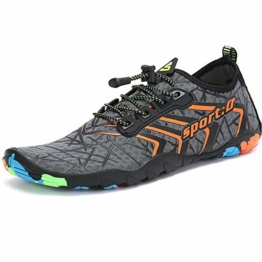 SAGUARO Erwachsene Badeschuhe Wasserschuhe Schwimmschuhe Aquaschuhe Strandschuhe Barfußschuhe für Herren Damen, Grau 46 - 1