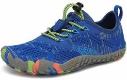 SAGUARO Kinder Barfußschuhe Traillaufschuhe Jungen Mädchen Trainingsschuhe Zehenschuhe Atmungsaktiv rutschfest Walkingschuhe Laufschuhe Schnell Trocknend Badeschuhe, Blau 33 EU - 1