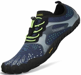 SAGUARO Outdoor Sport Barfußschuhe Damen Traillaufschuhe Herren Fitnessschuhe Atmungsaktive Zehenschuhe rutschfest Trekking Wander Schuhe Unisex Blau Gr.41 - 1