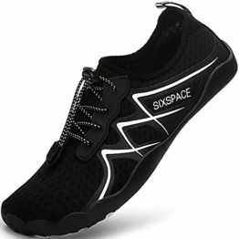 Sixspace Damen Herren Badeschuhe Wasserschuhe Schwimmschuhe Männer Frauen Strandschuhe Barfußschuhe für Strand,Pool,Meer,Wassersport,Tauchen,Surfen,Aqua Cycling(Schwarz 43 EU) - 1