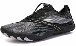 Sixspace Herren Damen Barfussschuhe Badeschuhe Wasserschuhe Strandschuhe Schwimmschuhe Aquaschuhe für Wassersport Outdoor Fitnessschuhe Trekking,Schwarz 39 EU (309) - 1