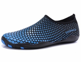 Sixspace Unisex Badeschuhe Wasserschuhe Strandschuhe Aquaschuhe Schwimmschuhe Barfußschuhe Surfschuhe mit rutschfeste Sohlen für Damen Herren,Blau 42 EU - 1