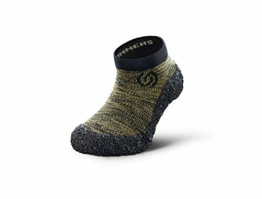 Skinners | Minimalistische Unisex Barfußschuhe für Kinder | Minimalist Barefoot Socks / Shoes | (Olivgrün (schwarzes Logo), size 26 - 27) - 1