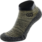 Skinners | Unisex Minimalistische Barfußschuhe für Damen & Herren | Minimalist Barefoot Socks/Shoes for Men & Women | Olivgrün schwarzes Logo, XXL - 1