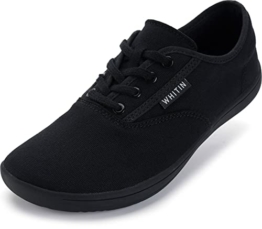 WHITIN Barfußschuhe für Damen, breite Segeltuch, Zero Drop Sohle, minimalistisch, lässiger Sneaker, W87 | Schwarz, 40 EU - 1