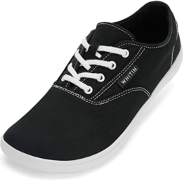 WHITIN Herren-Sneaker aus breitem Segeltuch | Zero Drop Sole | Minimalistische Schuhe, W87 | Schwarz Weiß, 43 EU - 1